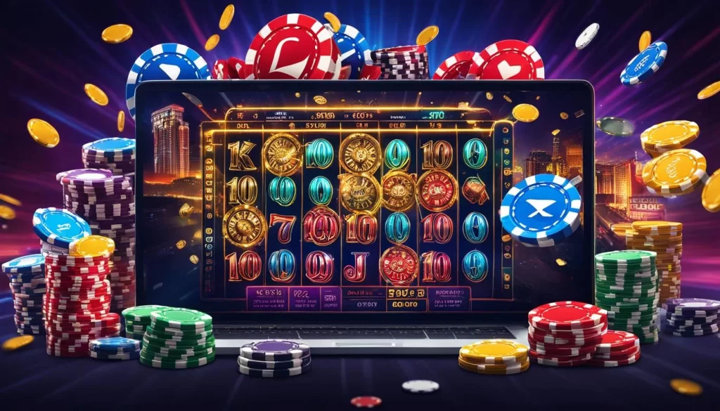 Bàn Baccarat trực tuyến với các quân bài và chip cược